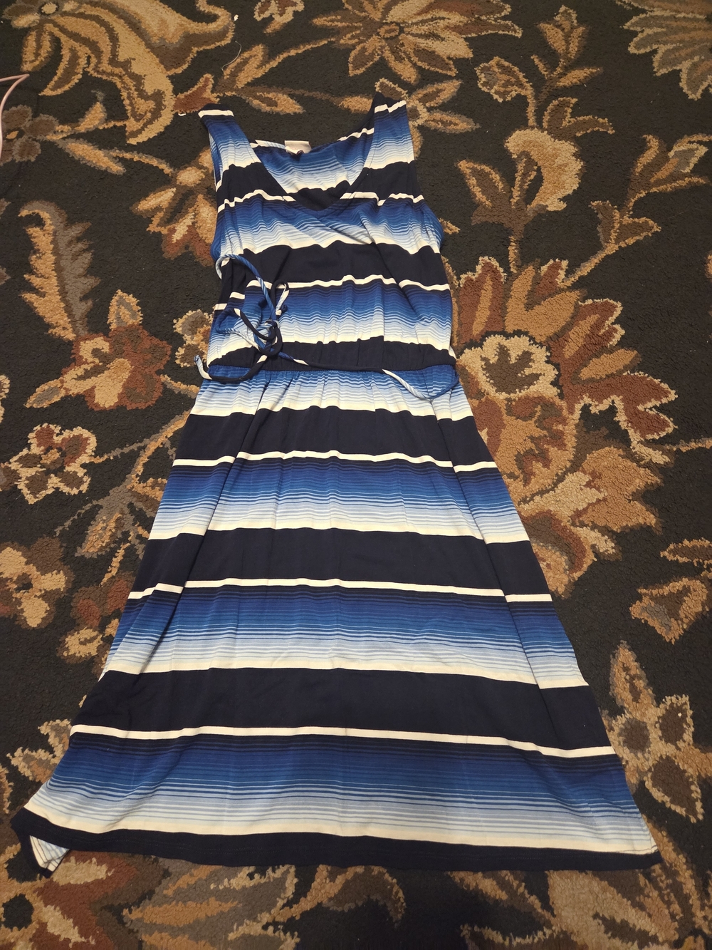 Blue Ombre Stripe Sleeveless Maxi Dress